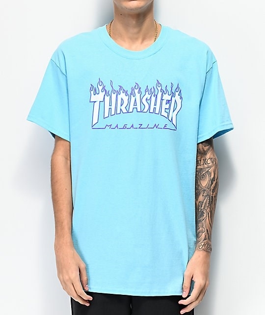 thrasher shirt purple flames